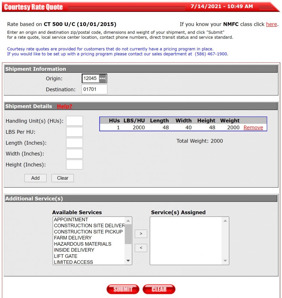 Freight Quote Request Bare Ground Solutions